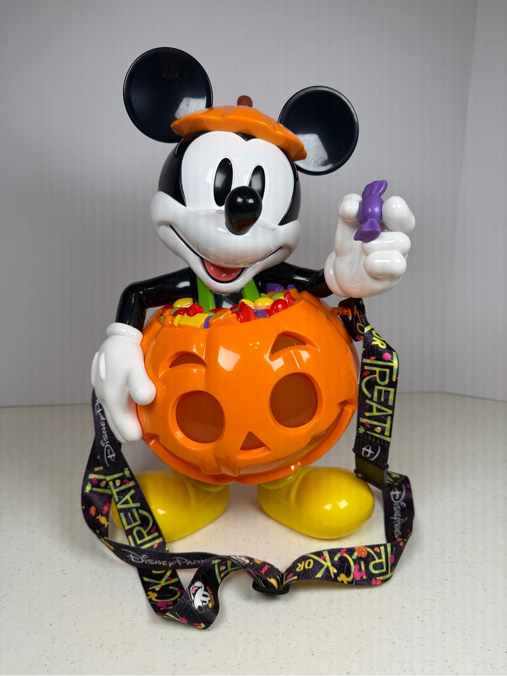 Disney Parks Halloween Mickey Mouse Pumpkin Candy Bowl Light-Up Collectible